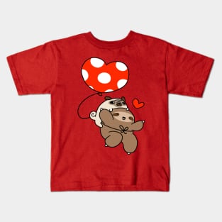 Heart Ballon Pug and Sloth Kids T-Shirt